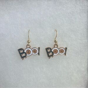 Gold and Black 'Boo!' Halloween Earrings